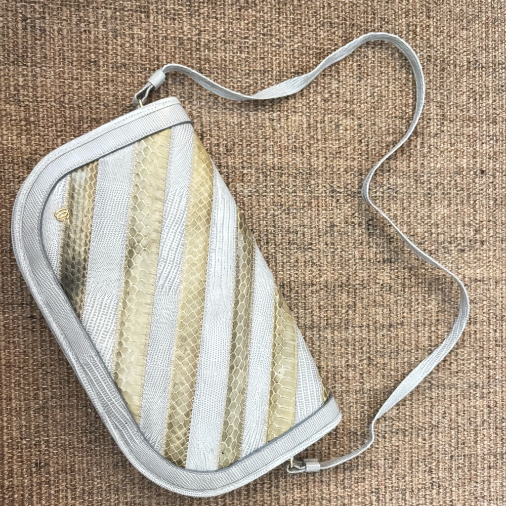 Vintage 80’s snakeskin print Striped Crossbody Bag